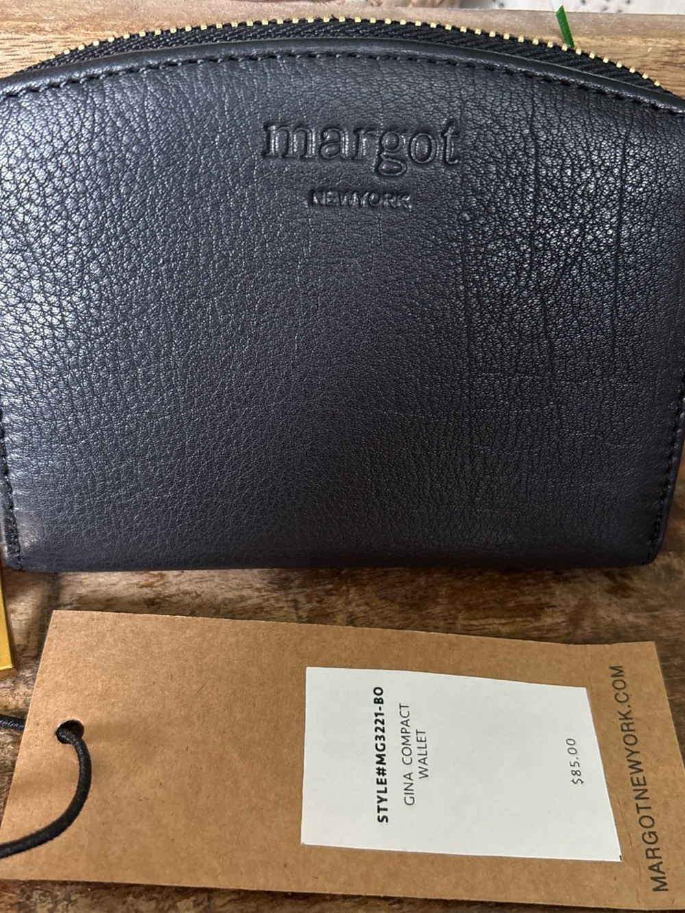 Margot New York Black Leather Compact Wallet